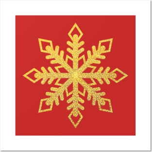 Golden glitter snowflake Posters and Art